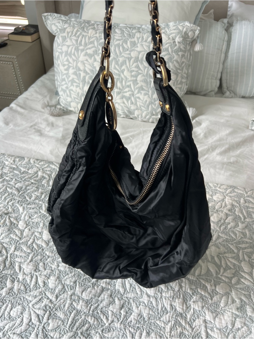 Tod's Black Shoulder Hobo with Gold Chain Handles